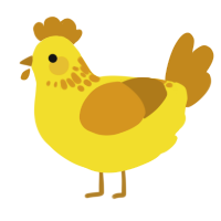 butter, a yellow and ochre chicken with a neck-speckle pattern