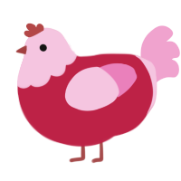 A crimson and pink chicken with a head pattern