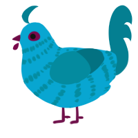 A cerulean and sea chicken with a bar pattern