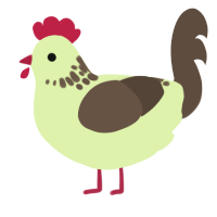 tree bark, a apple and bark chicken with a neck-speckle pattern