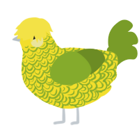Lymade, a yellow and chartreuse chicken with a double-lace pattern