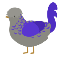 A ash and indigo chicken with a half-lace pattern