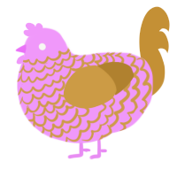 A lavender and gold chicken with a lace pattern