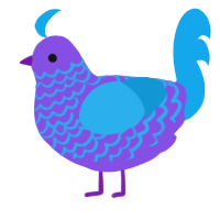 the blurple, a blurple and sky chicken with a lace pattern
