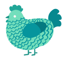 Uranus, a mint and teal chicken with a lace pattern