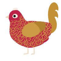 (unnamed), a crimson and gold chicken with a double-lace pattern