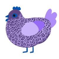 Amethyst, a overcast and lilac chicken with a double-lace pattern