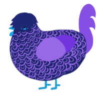 Mis, a navy and blurple chicken with a double-lace pattern