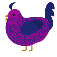 Mir, a plum and navy chicken with a double-lace pattern