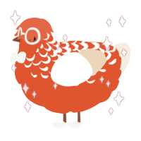 cabalasa, a vermilion and cream chicken with a half-lace pattern