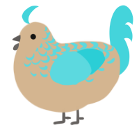 A beige and aqua chicken with a half-lace pattern