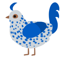 Sunset Sodalite, a mist and ultramarine chicken with a speckle pattern