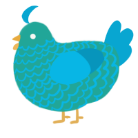 twitter birb, a turquoise and cerulean chicken with a lace pattern