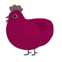 A maroon chicken with a lace pattern