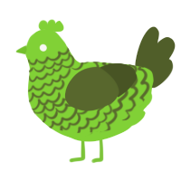 GreenBean, a grass and olive chicken with a lace pattern