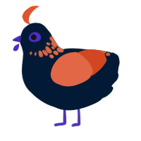 Great Fun SG, a tumblr and vermilion chicken with a neck-speckle pattern