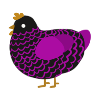 Nihilist Grrl, a sable and plum chicken with a lace pattern