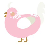 Sweet Treat, a rose and white chicken with a neck-speckle pattern