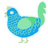 Luminescent, a sky and spring chicken with a lace pattern