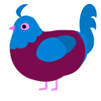 A wine and sapphire chicken with a head pattern