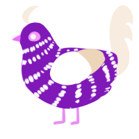 A violet and cream chicken with a bar pattern