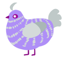 A lilac and silver chicken with a bar pattern