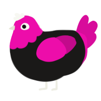 A sable and fuchsia chicken with a head pattern