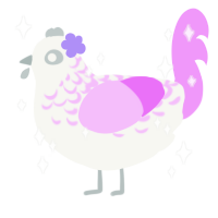 A white and lavender chicken with a half-lace pattern