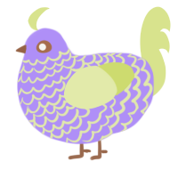 A lilac and lemon chicken with a lace pattern