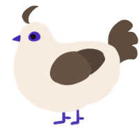 Ghost, a cream and bark chicken