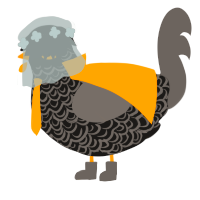 Klaz - The Enigma, a sable and grey chicken with a double-lace pattern