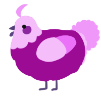 A plum and lavender chicken with a head pattern