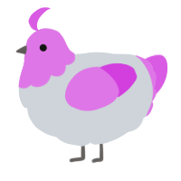 A mist and orchid chicken with a head pattern