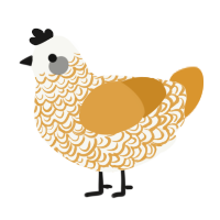 A white and orange chicken with a double-lace pattern