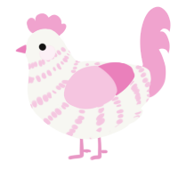 Peppermint, a white and pink chicken with a bar pattern