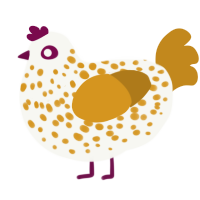 Cheesecake, a white and ochre chicken with a speckle pattern
