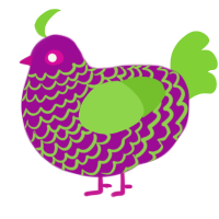 Toxic, a plum and grass chicken with a lace pattern