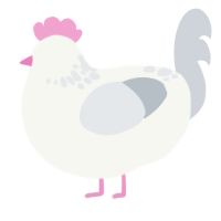A white and mist chicken with a neck-speckle pattern