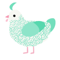 A white and mint chicken with a double-lace pattern