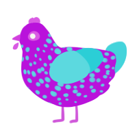 Galaxy Smoothie, a amethyst and aqua chicken with a speckle pattern
