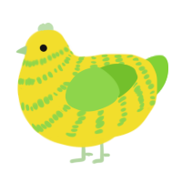 sweet corn o mine, a yellow and grass chicken with a bar pattern