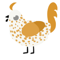 Candy Corn, a white and orange chicken with a speckle pattern