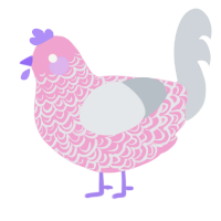 Majesty, a pink and mist chicken with a double-lace pattern