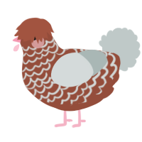 Gingerbread House, a russet and silver chicken with a lace pattern