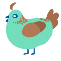 A mint and brown chicken with a neck-speckle pattern