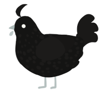 (unnamed), a black and sable chicken with a speckle pattern
