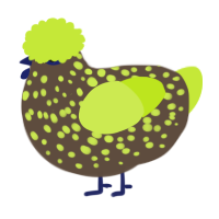 Rigel, a bark and lime chicken with a speckle pattern