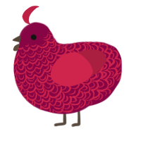 Red Wine Supernova, a maroon and crimson chicken with a double-lace pattern