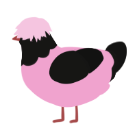(unnamed), a pink and black chicken with a head pattern