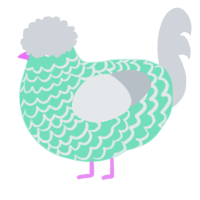 A mint and mist chicken with a lace pattern